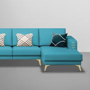 Falco RHS 6 Seater L Shape Sofa Set for Living Room (Turquise Fabric) Premium Fabric Sofa