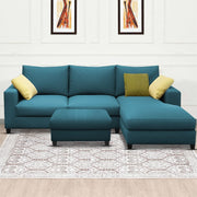 Rihan 4 Seater L Shape Sofa Set with Ottoman for Living Room (Turquise Fabric) Right Side Sofa