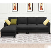 Rihan 6 Seater L Shape Sofa Set Living Room (Black Fabric) Left Side Sofa