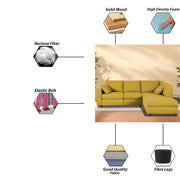 Dorian RHS 4 Seater L Shape Sofa Set for Living Room (Yellow Fabric) Premium Fabric Sofa