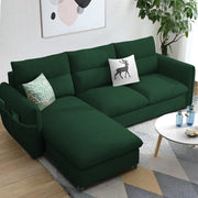 Andon 4 Seater L Shape Sofa Set for Living Room (Green Fabric) Left Side Sofa