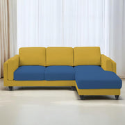 Casaliving Logan RHS 4 Seater L Shape Sofa Set for Living Room (Blue Black Fabric) Premium Fabric Sofa