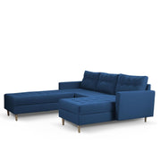 Ashton RHS 4 Seater L Shape Sofa Set with Center Table for Living Room (Blue Fabric) Premium Fabric Sofa