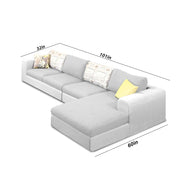 Badger LHS 6 Seater L Shape Sofa Set for Living Room (Black Fabric) Premium Fabric Sofa