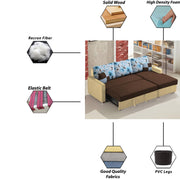 Rolando 4 Seater Sofa Cum Bed for Living Room (Cream Black) Premium Fabric Sofa