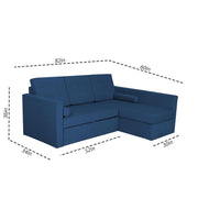 Megan RHS 4 Seater L Shaped Sofa Cum Bed for Living Room (Blue Fabric) Premium Fabric Sofa