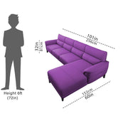 Janifer RHS 6 Seater L Shape Sofa Set for Living Room (Purple Colour) Premium Fabric Sofa Set