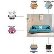 Falco LHS 4 Seater L Shape Sofa Set for Living Room (Turquise Fabric) Premium Fabric Sofa