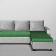 Asper RHS 4 Seater L Shape Sofa Set for Living Room (Green Grey Fabric) Premium Fabric Sofa