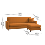 Valkyrie 4 Seater L Shape Convertible Sofa Set for Living Room, 3 Seater & Ottoman Modular Sectional Couch for Small Space (Orange Colour) Fabric