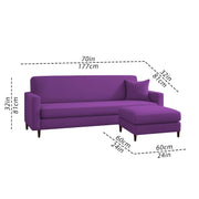 Valkyrie 4 Seater L Shape Convertible Sofa Set for Living Room, 3 Seater & Ottoman Modular Sectional Couch for Small Space (Purple Colour) Fabric