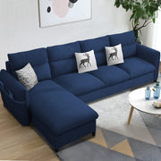 Andon 6 Seater L Shape Sofa Set for Living Room (Black Grey Fabric) Left Side Sofa