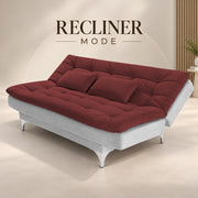 Casaliving Danny Sofa Cum Bed for Living Room Premium Fabric Sofa New 3 Seater Sofa Cum Bed Velvet Fabric with 2 Cushions and Suitable for All Indoor (Black Grey)
