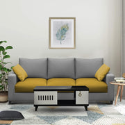 Rihan 3 Seater Sofa Set Living Room (Yellow Grey Fabric)