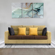 Hazer 3 Seater L Shape Sofa Set for Living Room (Cream Brown Fabric) Left Side