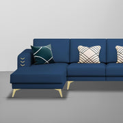 Falco LHS 6 Seater L Shape Sofa Set for Living Room (Blue Fabric) Premium Fabric Sofa