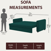 Clifton 3 Seater Sofa Cum Bed for Living Room (Pine Fabric) Premium Fabric Sofa