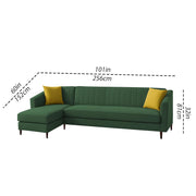 Neyami LHS 6 Seater L Shape Sofa Set for Living Room (Green) Premium Fabric Sofa Set