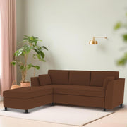 Blustin LHS 4 Seater L Shape Sofa Set for Living Room (Brown Fabric) Premium Fabric Sofa
