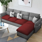 Andon 6 Seater L Shape Sofa Set for Living Room (Black Grey Fabric) Left Side Sofa