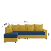 Inclair LHS 6 Seater L Shape Sofa Set for Living Room (Blue Yellow Fabric) Premium Fabric Sofa