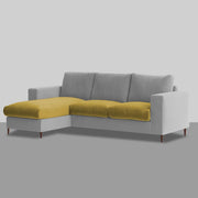 Charmi LHS 4 Seater L Shape Sofa Set for Living Room (Yellow Grey Fabric) Premium Fabric Sofa