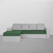 Elvi LHS 6 Seater L Shape Sofa Set for Living Room (Green Grey Fabric) Premium Fabric Sofa