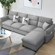 Andon 6 Seater L Shape Sofa Set for Living Room (Black Grey Fabric) Left Side Sofa