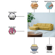 Cortina LHS 4 Seater L Shape Sofa Set for Living Room (Yellow Fabric) Premium Fabric Sofa
