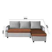 Asper RHS 4 Seater L Shape Sofa Set for Living Room (Brown Grey Fabric) Premium Fabric Sofa