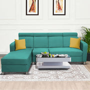 Emma RHS 6 Seater L Shape Sofa Set for Living Room (Turquise Fabric)
