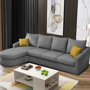 Shrank Round Lounger L Shape 6 Seater Sofa Set for Living Room (Grey) Fabric Sofa | LHS