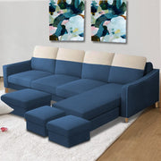 Alyona RHS 8 Seater L Shape Sofa Set for Living Room with Puffy (Grey Fabric)