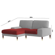 Latieo LHS 2 Seater Lounger L Shape Sofa Set for Living Room (Maroon Grey) Premium Fabric Sofa