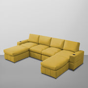Rone 6 Seater L-Shaped & U-Shaped Sofas Set for Living Room – (Yellow Colour Fabric) Premium Comfort Sofa