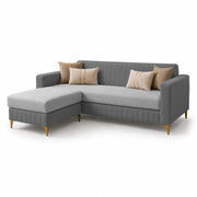 Casaliving Daxos 4 Seater L Shape Sofa Set with Movable Ottoman | Flexible Left or Right Layout | Cozy Velvet Fabric | Soft Touch Seating | Modern Designer Sofa for Living Room (Black)