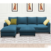 Rihan 8 Seater L Shape Sofa Set with Ottoman for Living Room (Turquise Fabric) Left Side Sofa