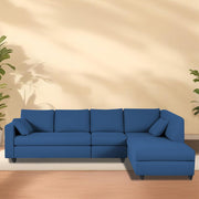 Dorian RHS 6 Seater L Shape Sofa Set for Living Room (Blue Fabric) Premium Fabric Sofa