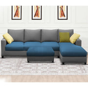 Rihan 8 Seater L Shape Sofa Set with Ottoman for Living Room (Turquise Grey Fabric) Right Side Sofa