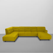 Ragno 8 Seater U Shape Sofa Set for Living Room (Yellow Fabric) Premium Fabric Sofa