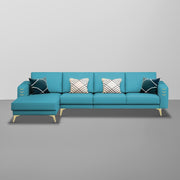 Falco LHS 6 Seater L Shape Sofa Set for Living Room (Turquise Fabric) Premium Fabric Sofa