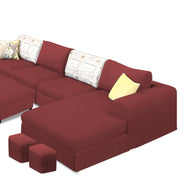 Badger RHS 8 Seater L Shape Sofa Set with Center Table for Living Room (Grey Fabric) Premium Fabric Sofa