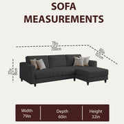 Oslo 4 Seater RHS L Shape Sofa Set for Living Room (Black Fabric) Premium Fabric Sofa Set for Living Room