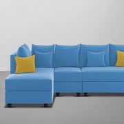 Inclair LHS 6 Seater L Shape Sofa Set for Living Room (Turquise Fabric) Premium Fabric Sofa