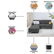 Lifestyle 4 Seater LHS L Shape Sofa Set for Living Room - (Black Fabric) Premium Fabric Sofa Set