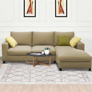 Rihan 4 Seater L Shape Sofa Set Living Room (Cream Fabric) Right Side Sofa