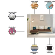 Falco LHS 4 Seater L Shape Sofa Set for Living Room (Cream Brown Fabric) Premium Fabric Sofa