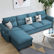 Andon 6 Seater L Shape Sofa Set for Living Room (Light Blue Fabric) Left Side Sofa