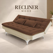 Casaliving Danny Sofa Cum Bed for Living Room Premium Fabric Sofa New 3 Seater Sofa Cum Bed Velvet Fabric with 2 Cushions and Suitable for All Indoor (Black Grey)