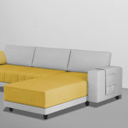 Linus RHS 4 Seater L Shape Sofa Set for Living Room (Yellow Grey Fabric) Premium Fabric Sofa